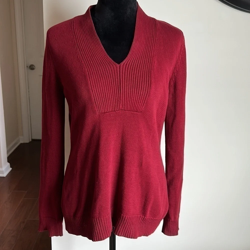 GEOFFREY Beene Sport Maroon Burgundy V-neck Sweater
